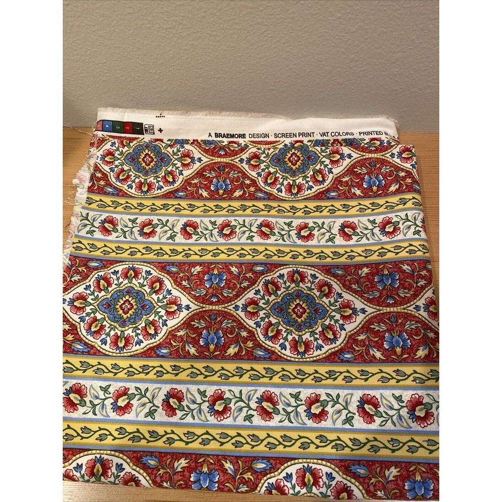Braemore Fabric Floral Red Yellow Blue Approx 54" X 58��
